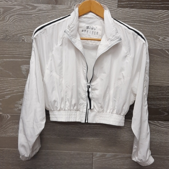 Love Tree Jackets & Blazers - LOVETREE crop top white windbreaker